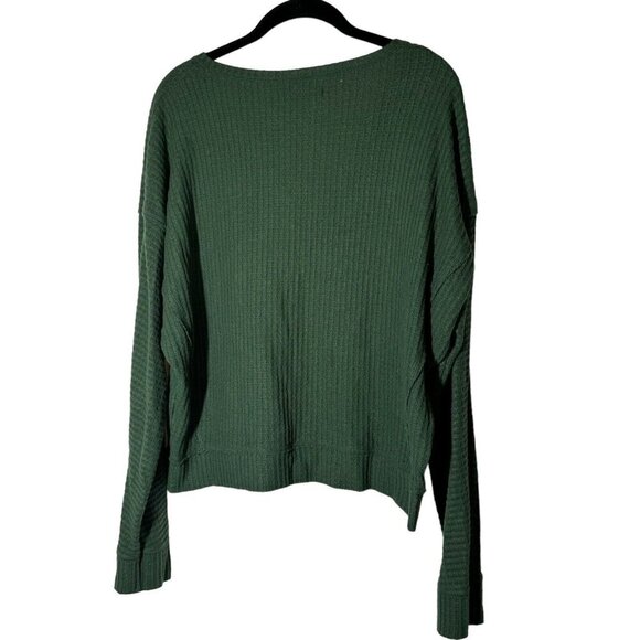 Abercrombie & Fitch waffle cropped Green long sleeve size XL - Picture 2 of 6